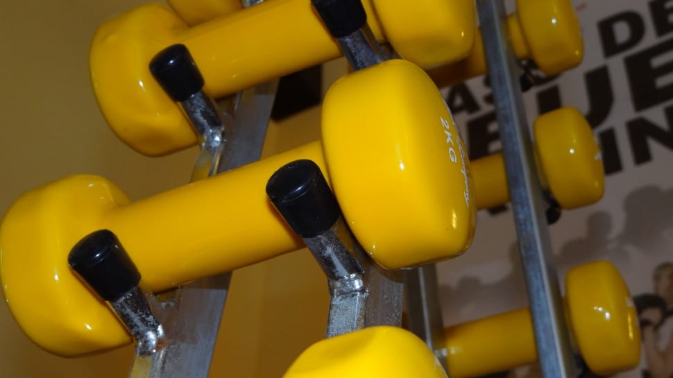 yellow dumbbell lot preview