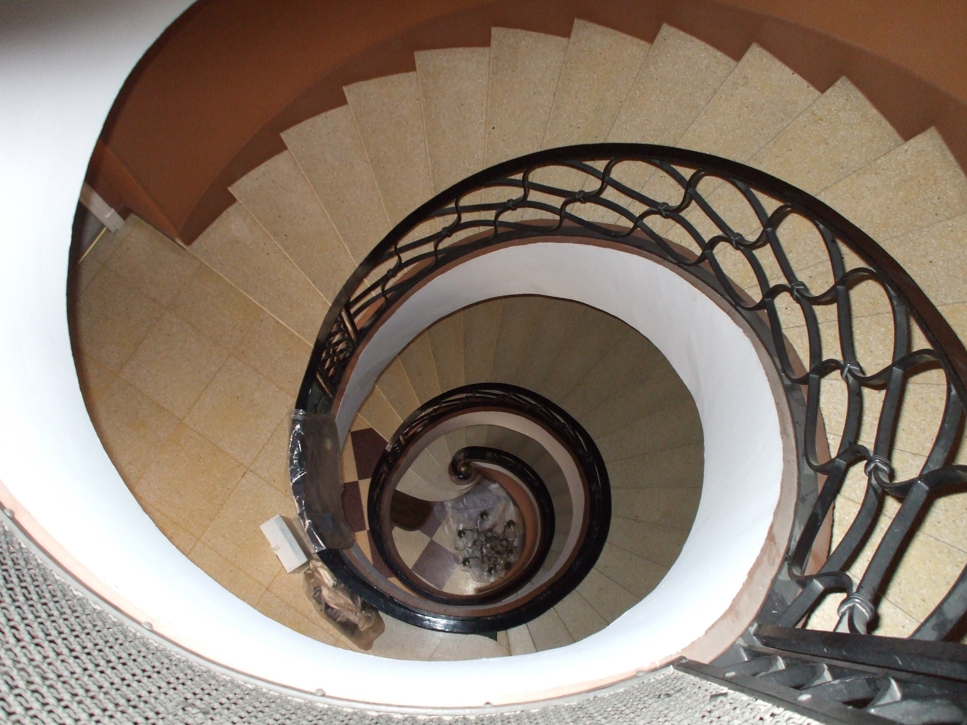 brown spiral staircase