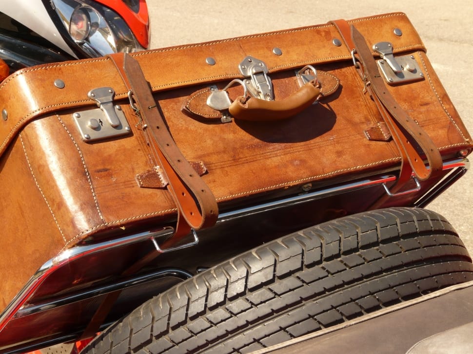 brown leather suitcase preview