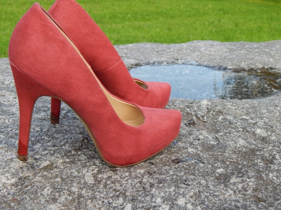 red leather platform pumps preview