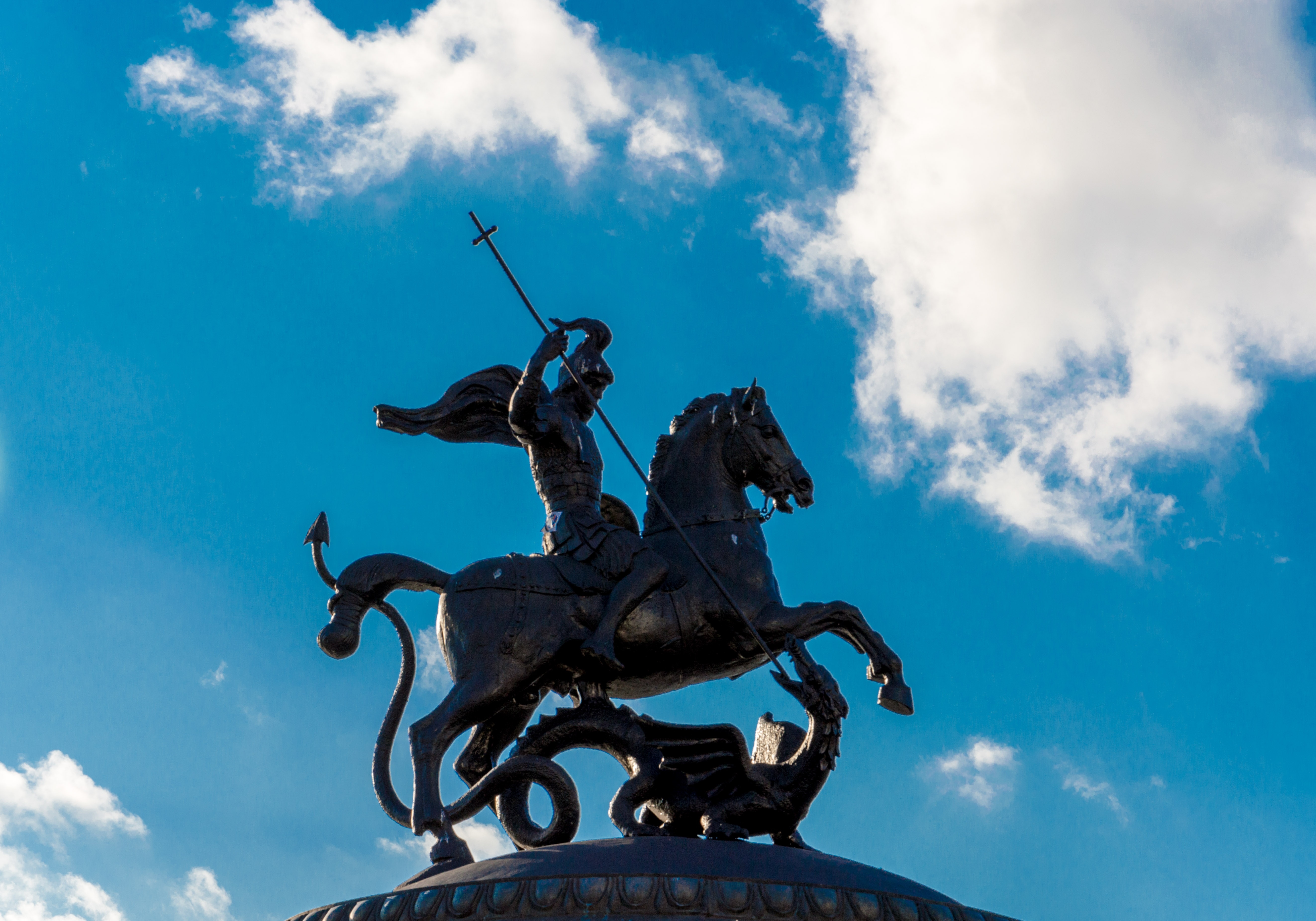 warrior riding on horse statue