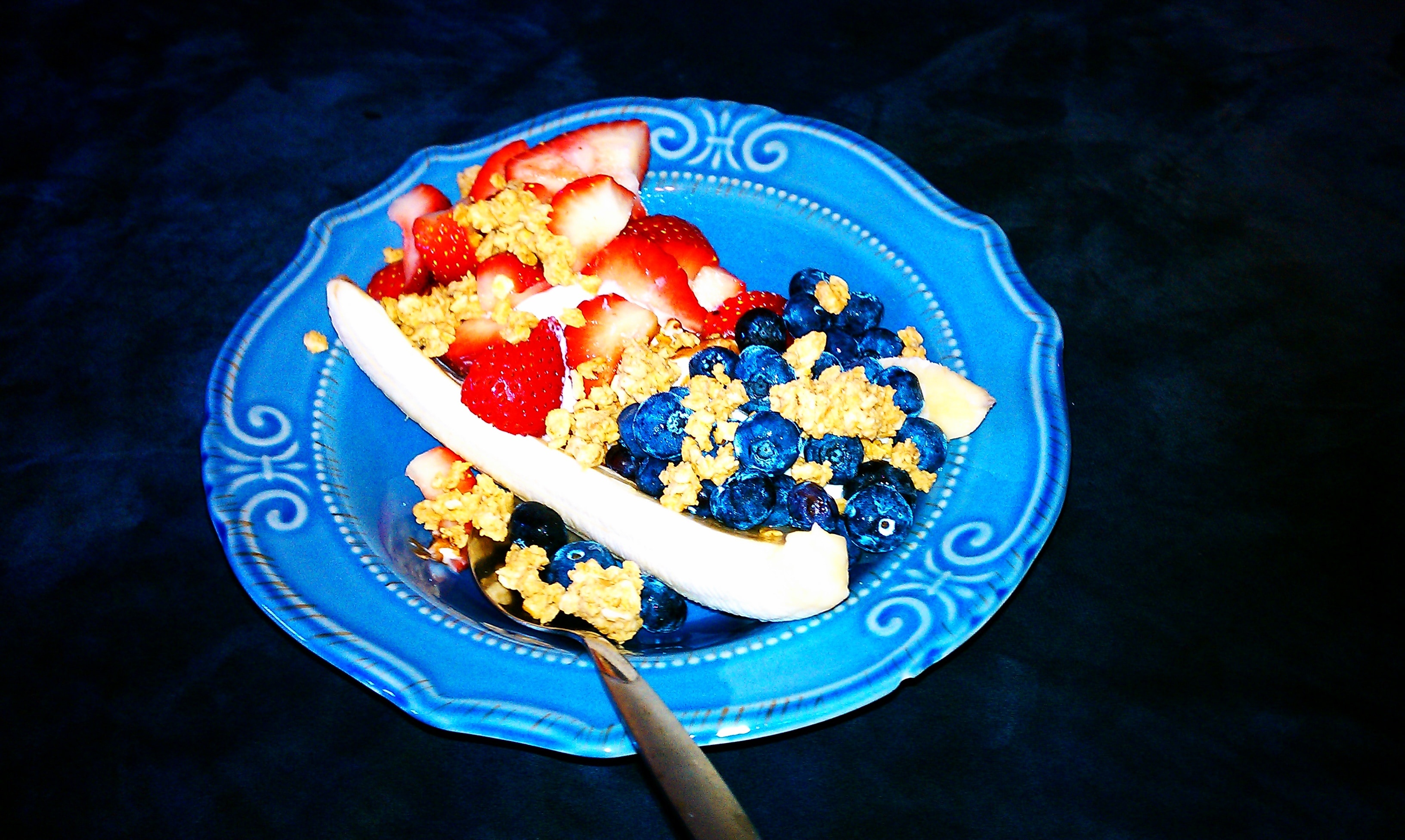 berries in blue blue plate