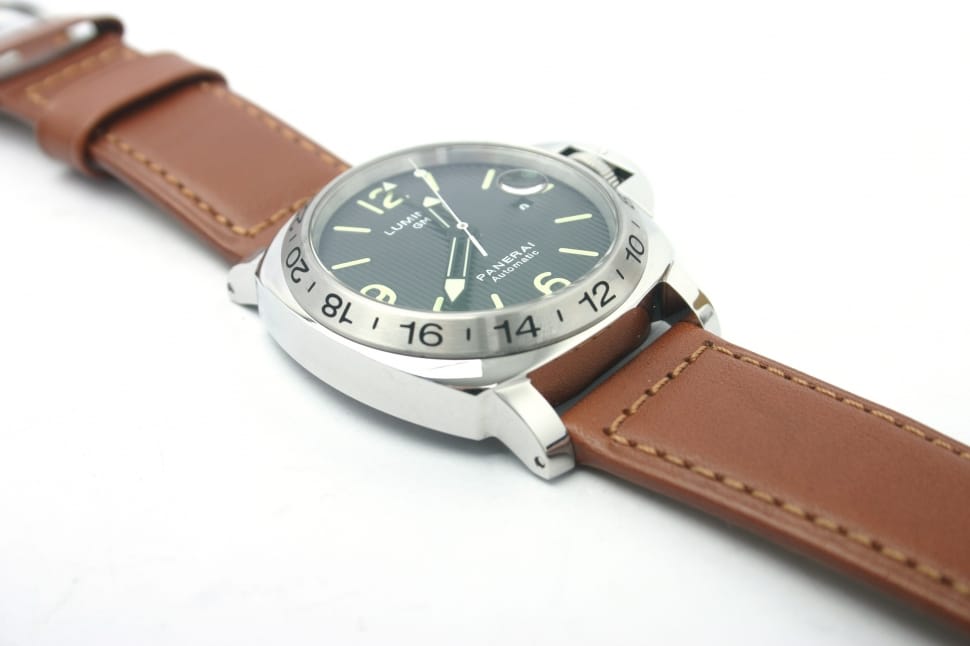brown leather strap silver analog watch preview