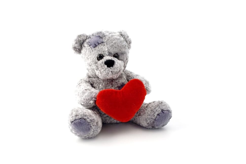 grey bear holding red heart plush toy preview