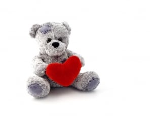 grey bear holding red heart plush toy thumbnail