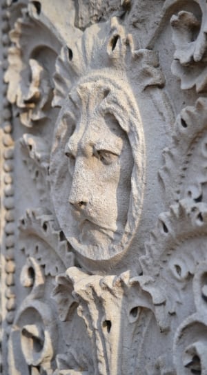 white concrete ornate lion emboss thumbnail