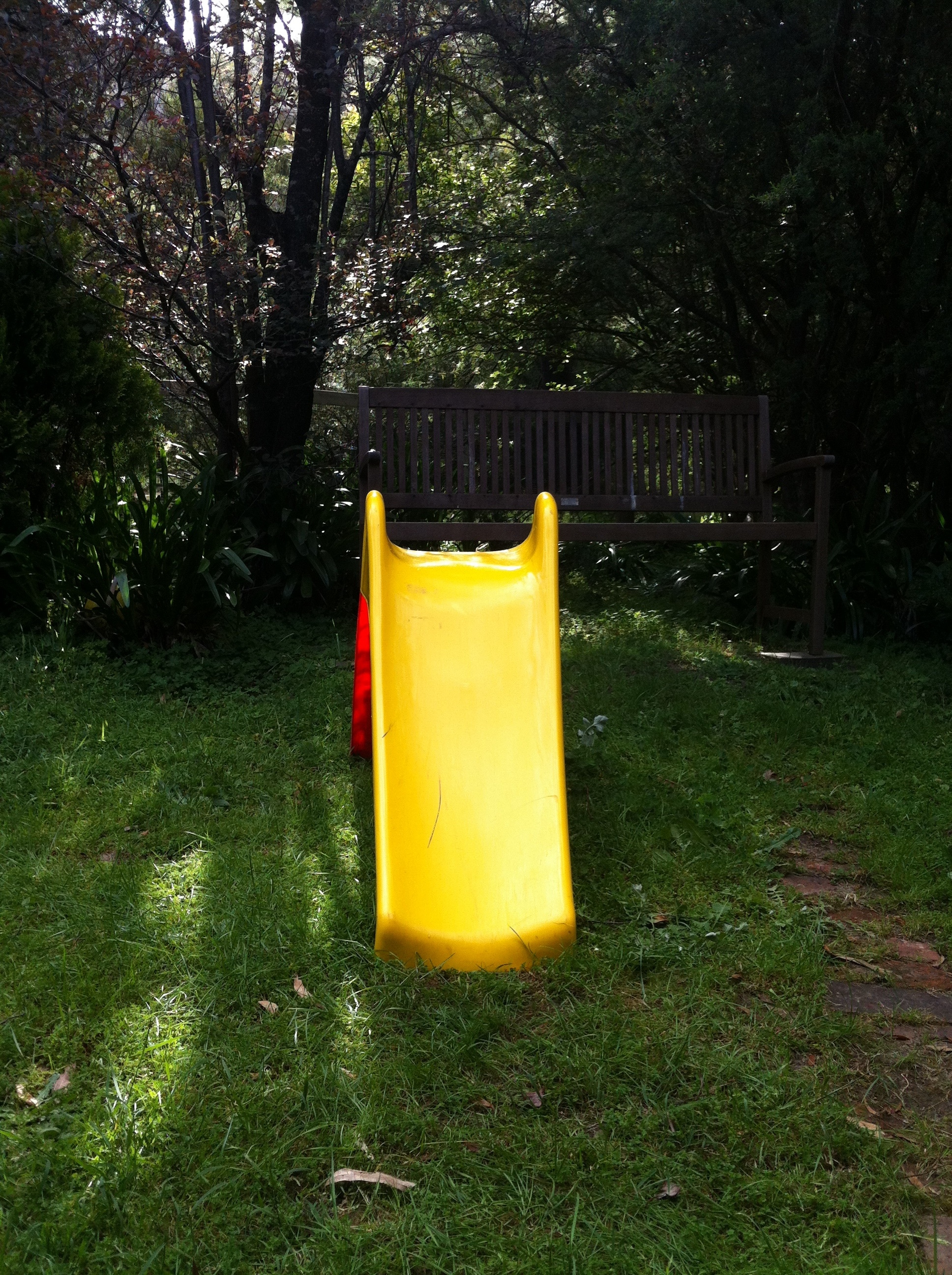 yellow outdoor slide
