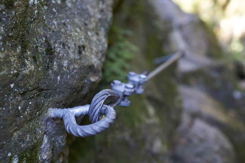 gray metal hiking cable holder preview