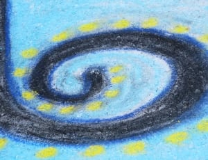 blue black and yellow swirl painting thumbnail