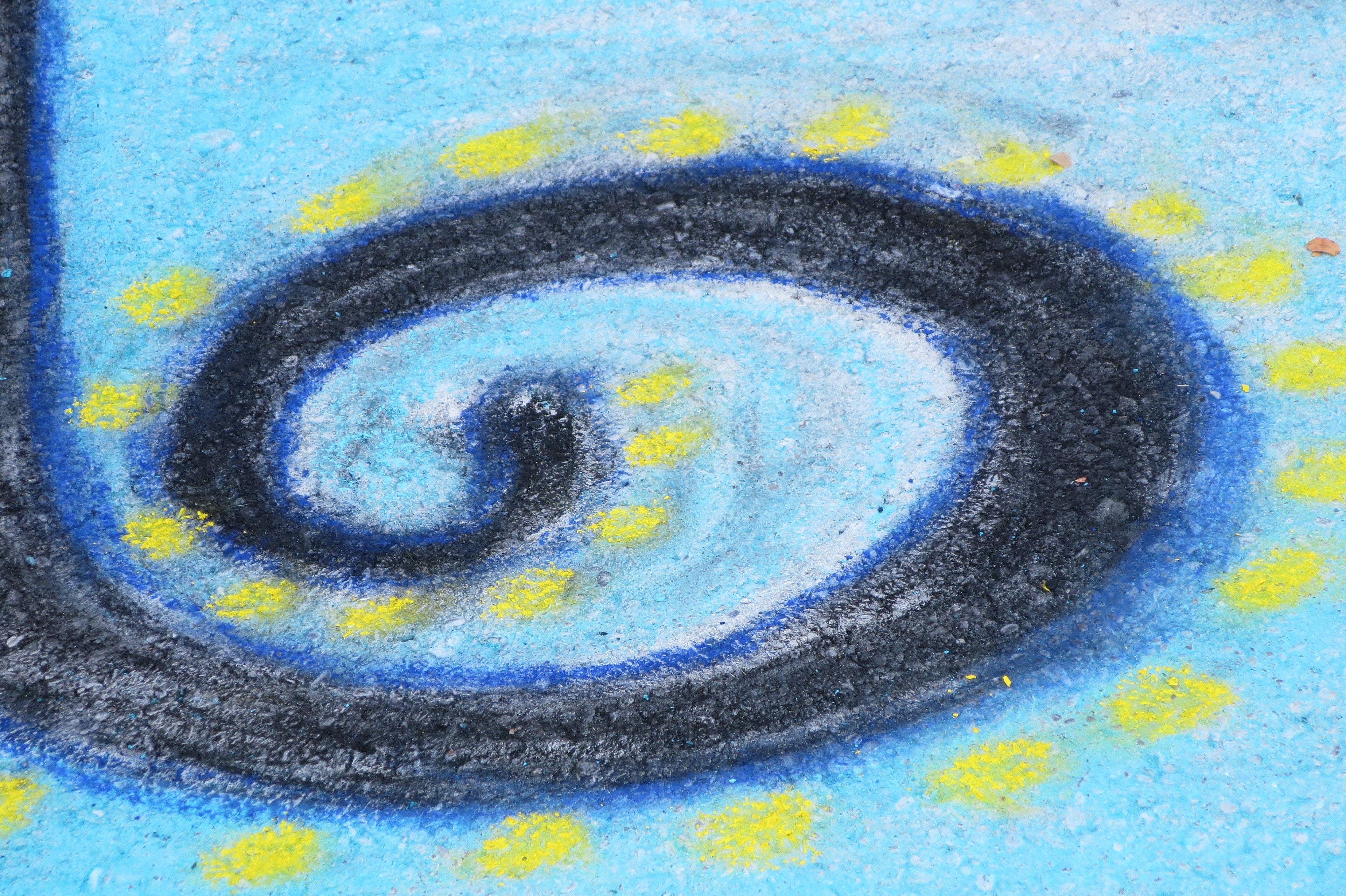 blue black and yellow swirl painting