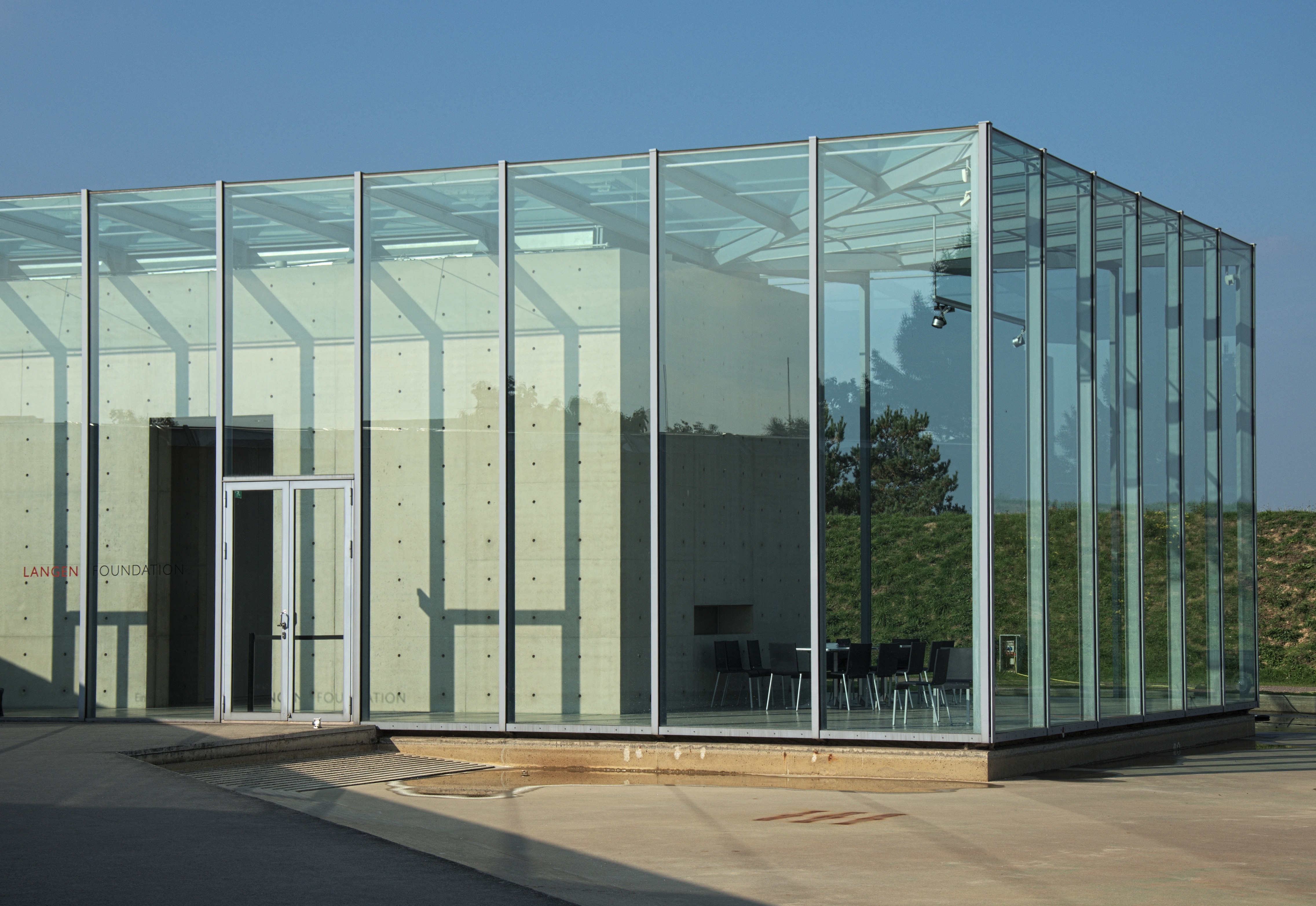 grey steel framed glass house