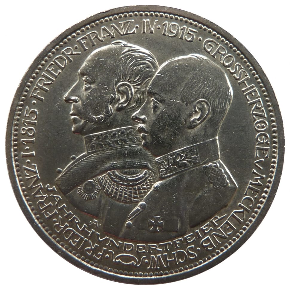silver round two men's profile 1915 jahrhvndertfeier coin preview