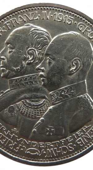 silver round two men's profile 1915 jahrhvndertfeier coin thumbnail
