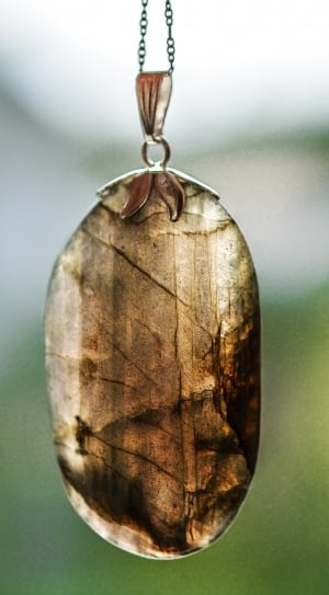brown oblong crystal pendant thumbnail