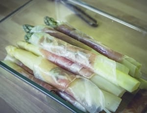 fresh spring rolls in clear glass container thumbnail