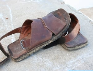 men's brown leather slingback flat sandals thumbnail