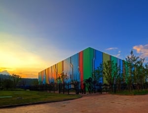green blue yellow and red multicoloreed glass building thumbnail