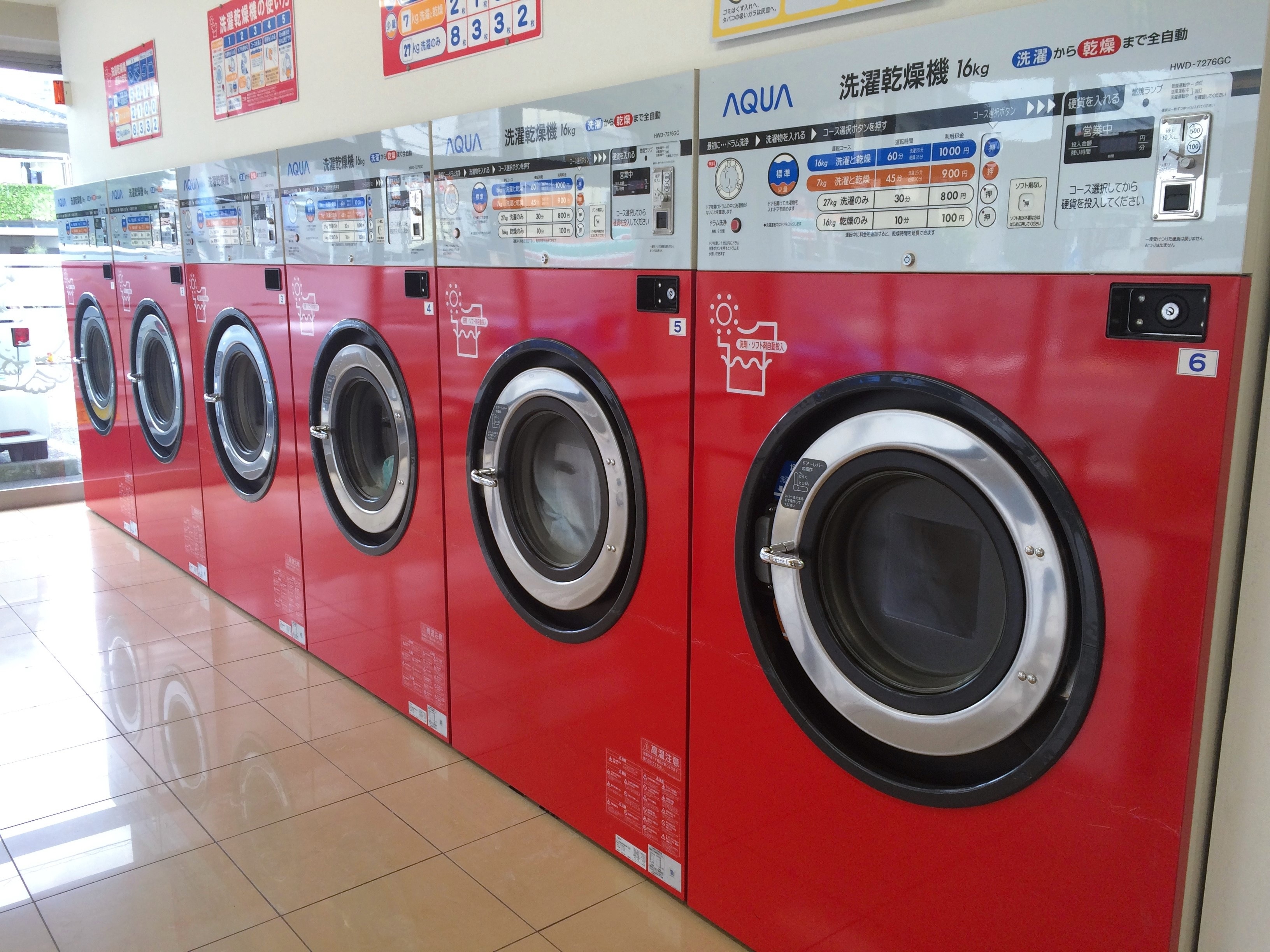red and black 6 front load washing machines