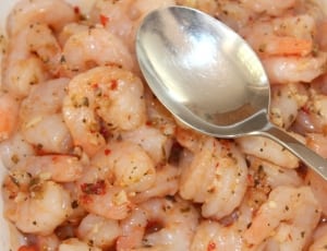 cooked shrimps and stainless steel spoon thumbnail