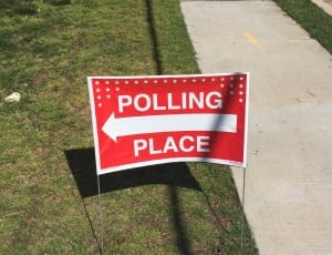 red and white polling place print signage thumbnail