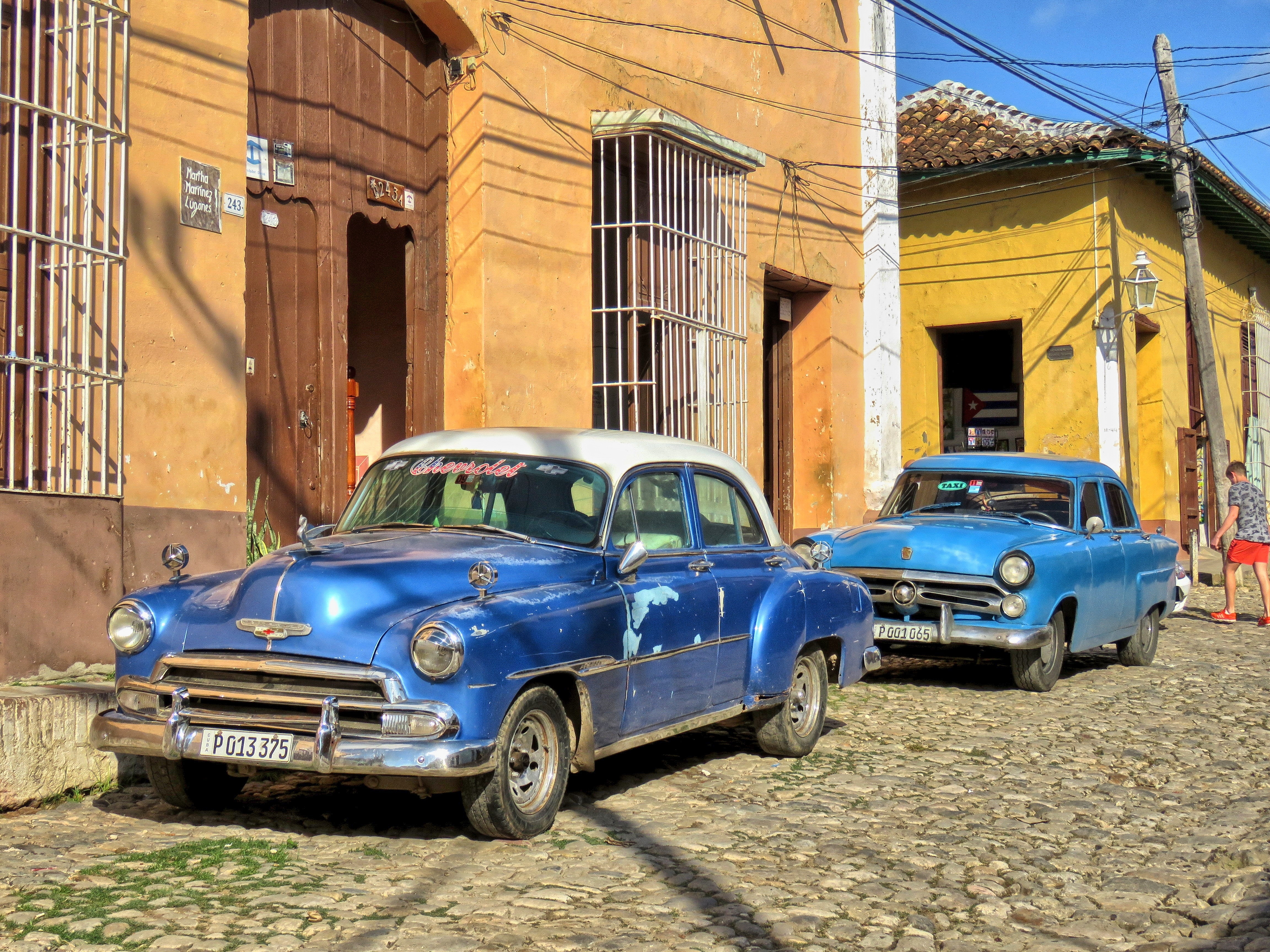 blue vintage car