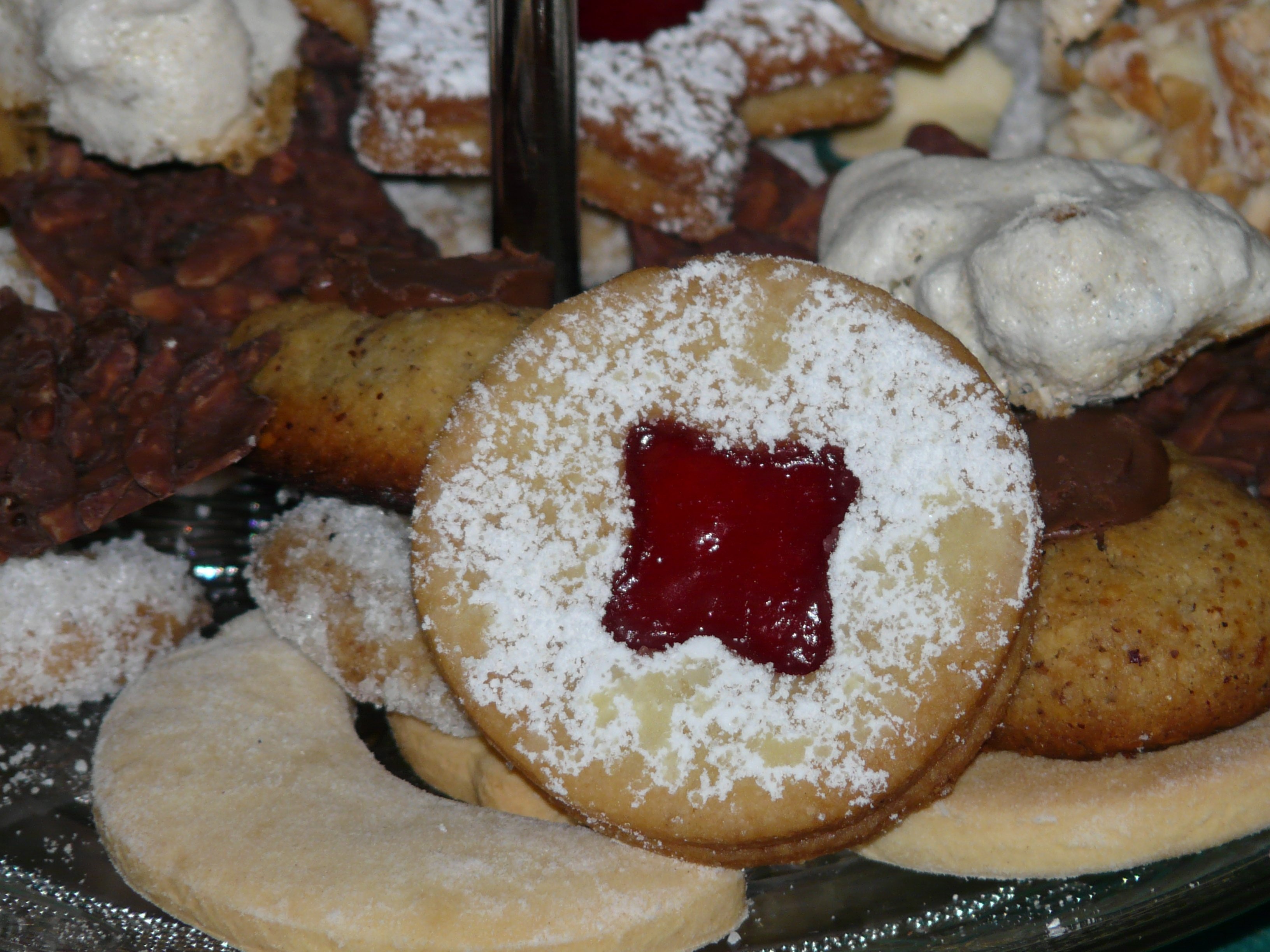 brown white and red pastry