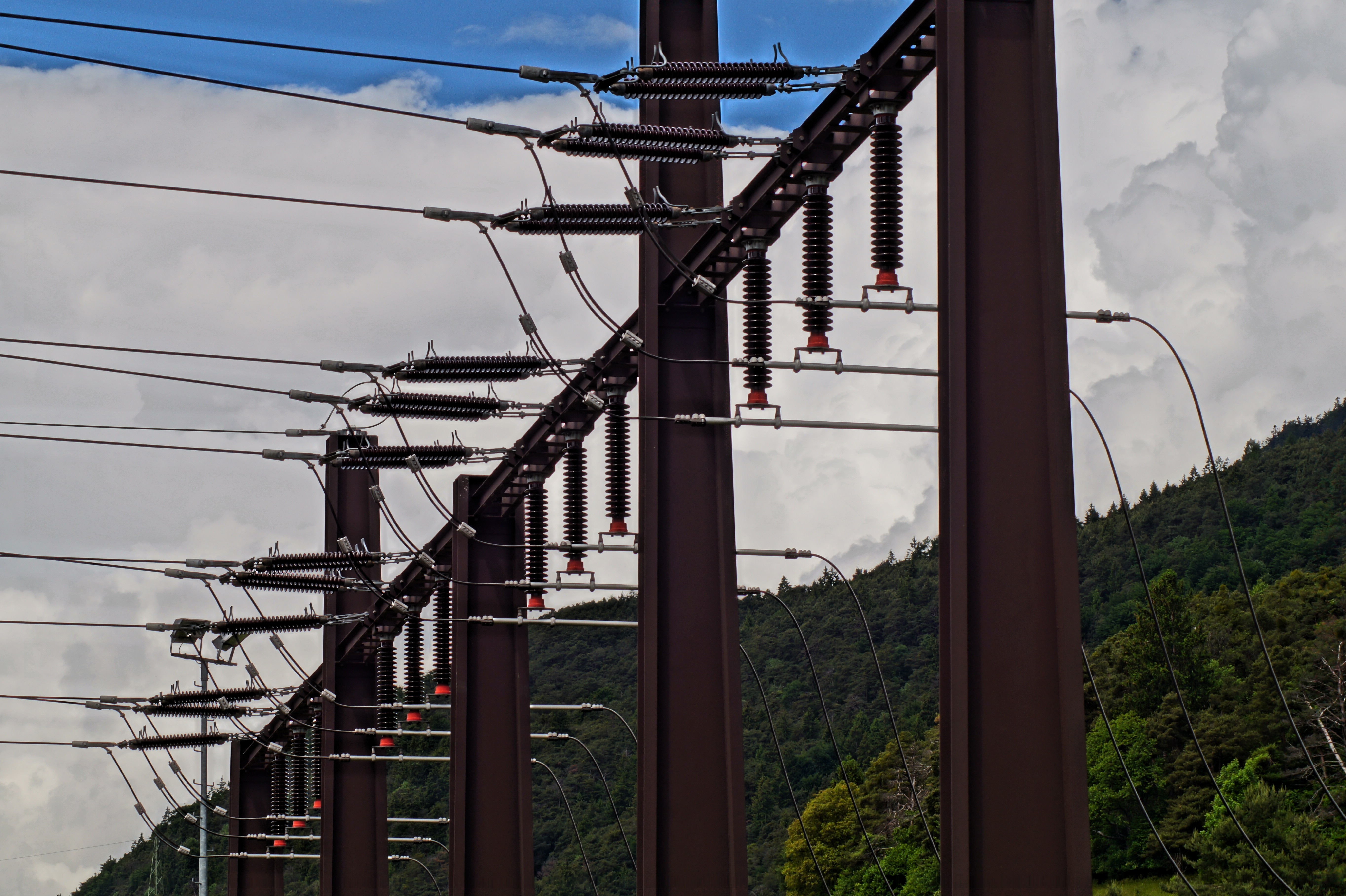 high tension electric post and wires