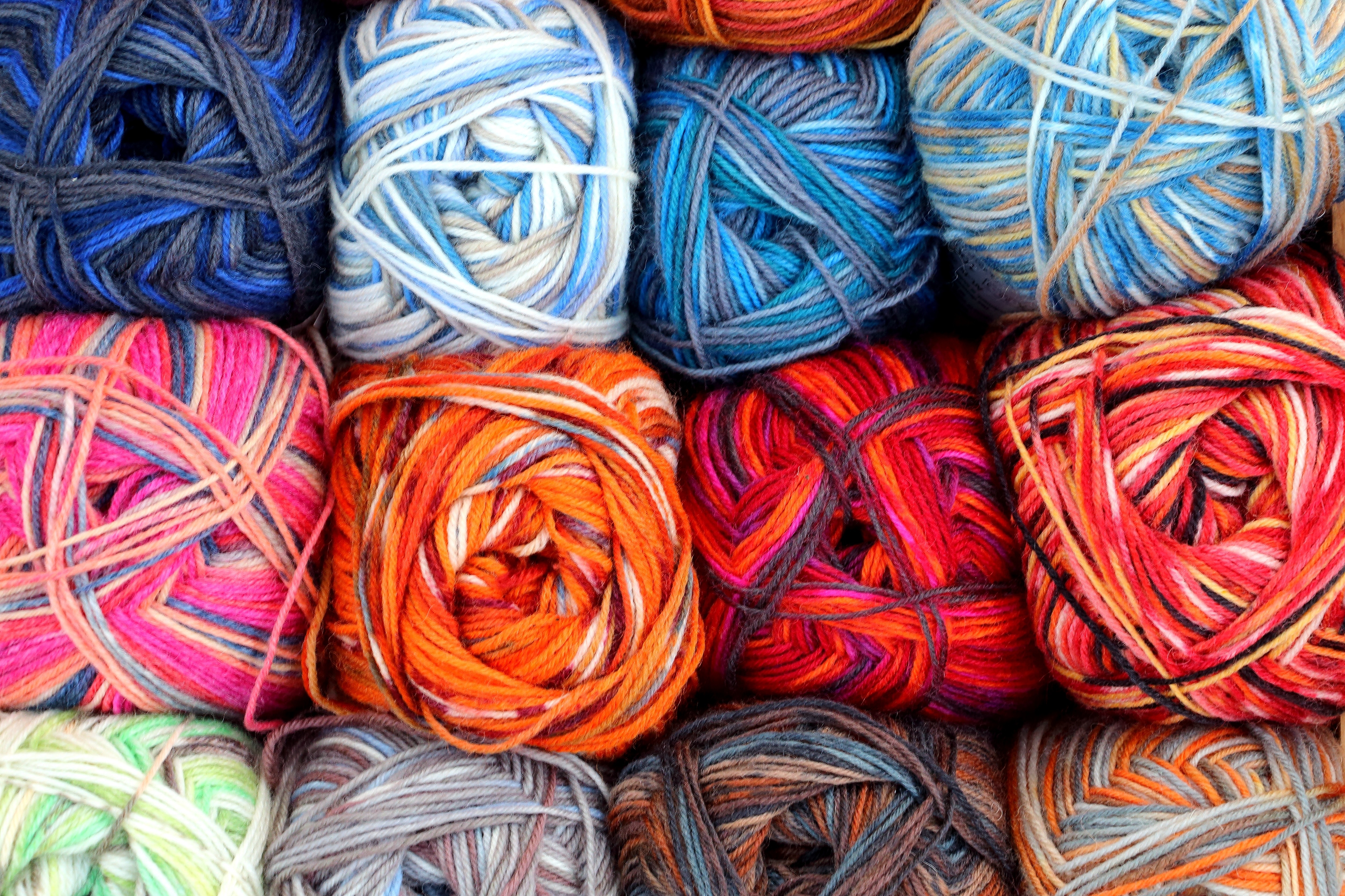 assorted color yarn ball