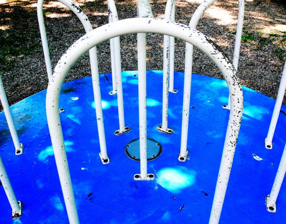 blue and white metal playground toy preview