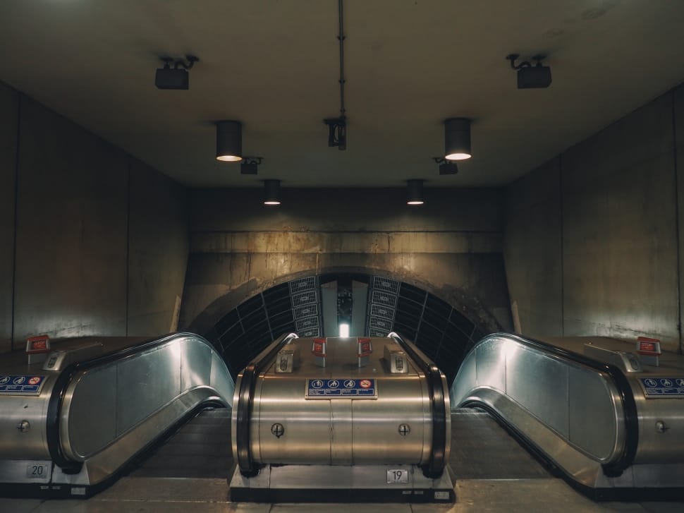 stainless steel train station escalator preview