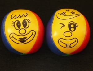2 yellow blue and red ball thumbnail