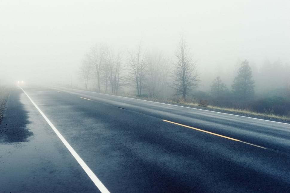 open asphalt road during foggy weather condition at daytime preview