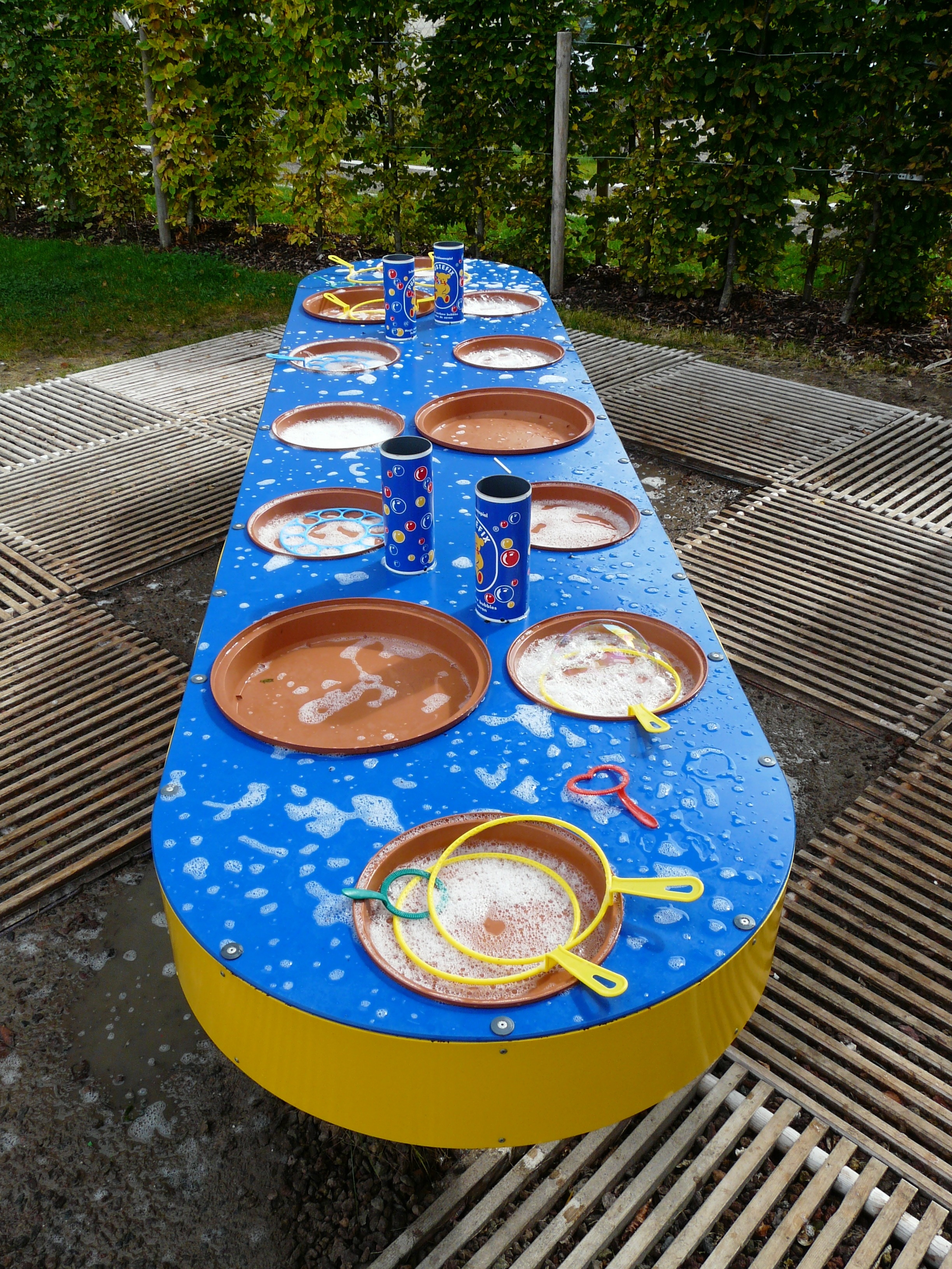 blue yellow and brown play table