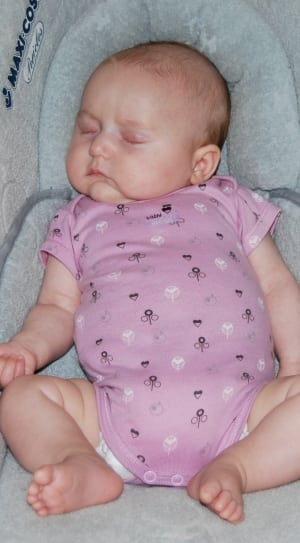 baby's pink and black floral onesie thumbnail
