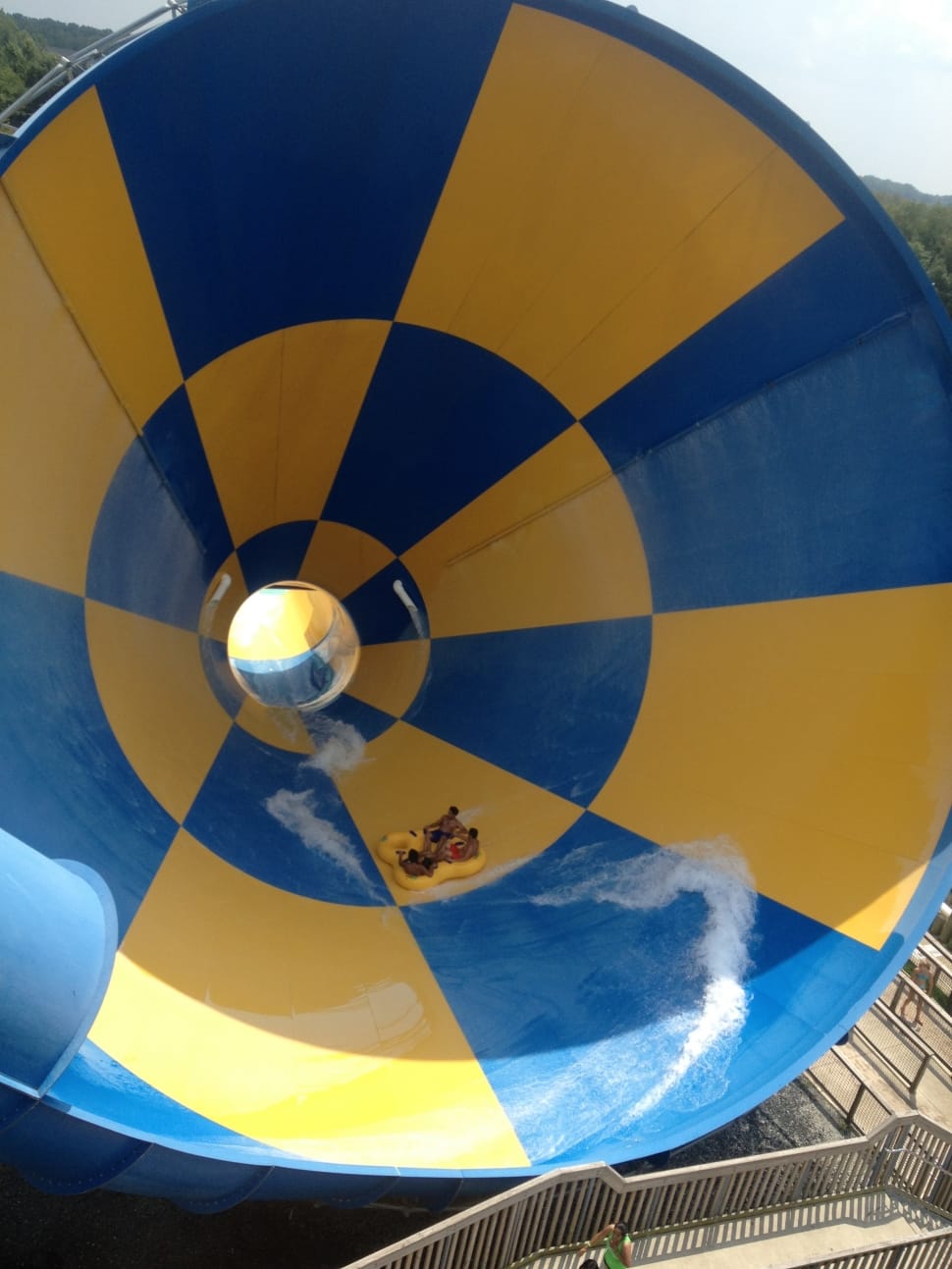 round blue and yellow pool slide preview