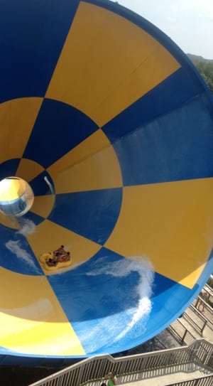 round blue and yellow pool slide thumbnail