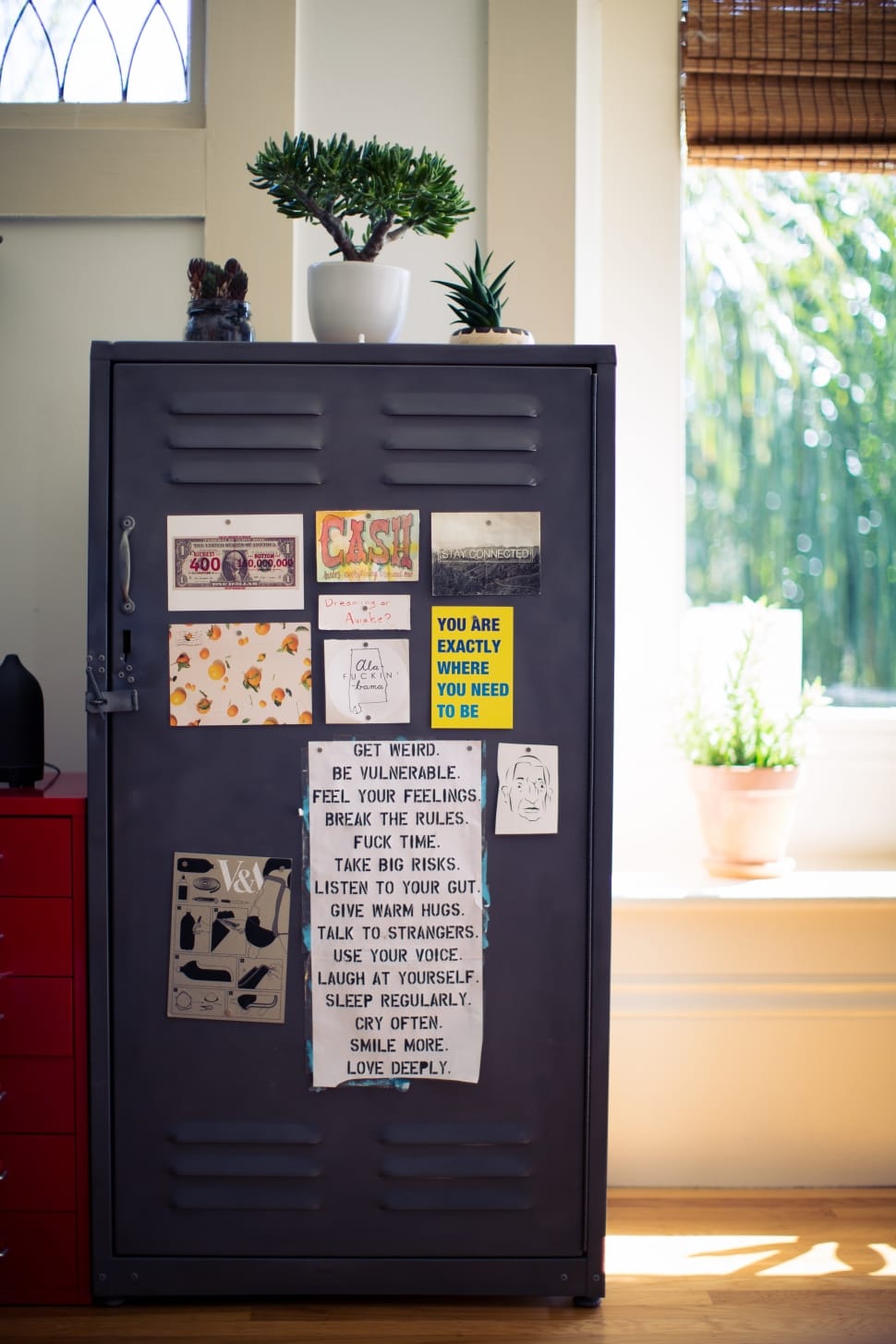 gray metal locker with quotes poster preview