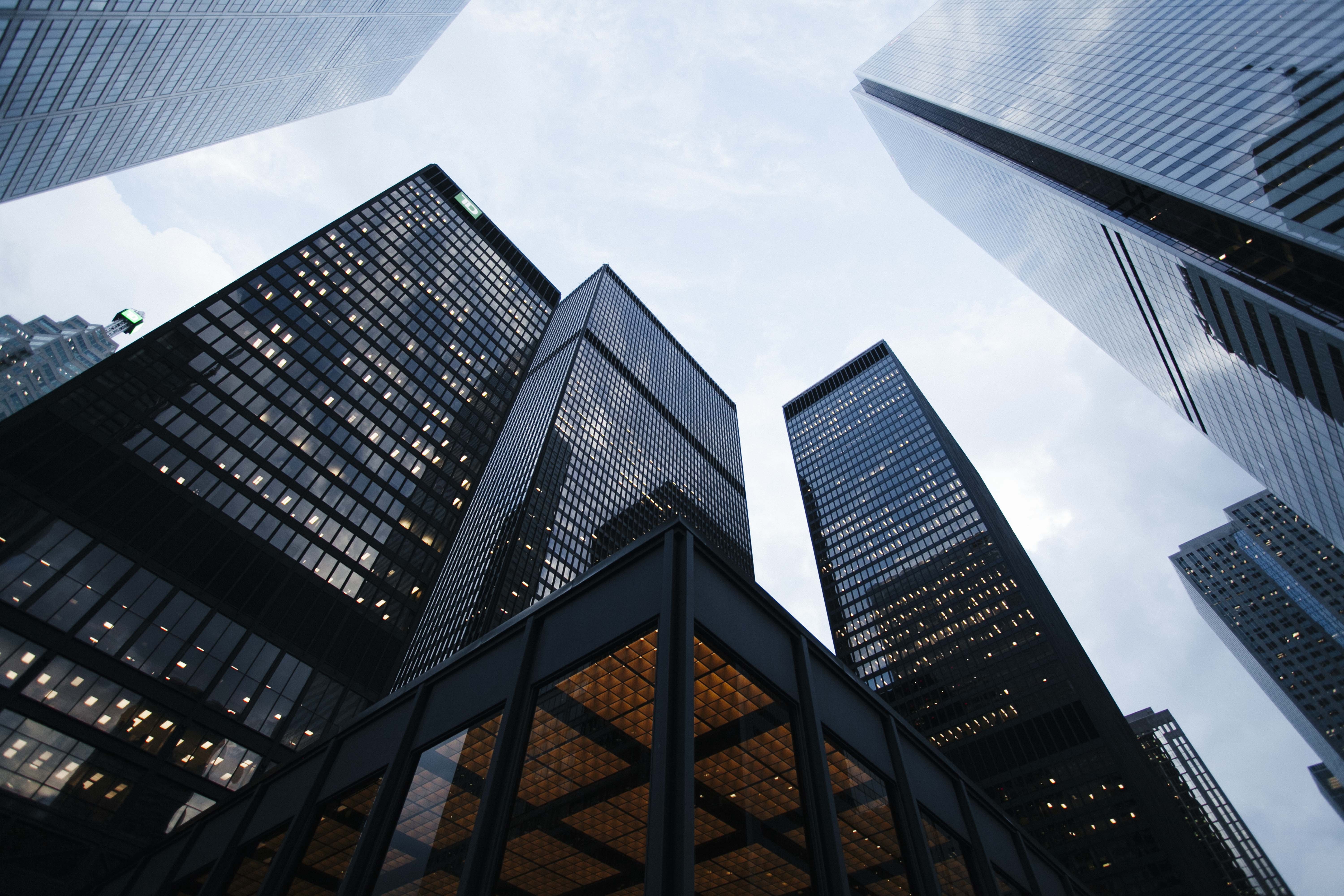 low angle photography of high rise building