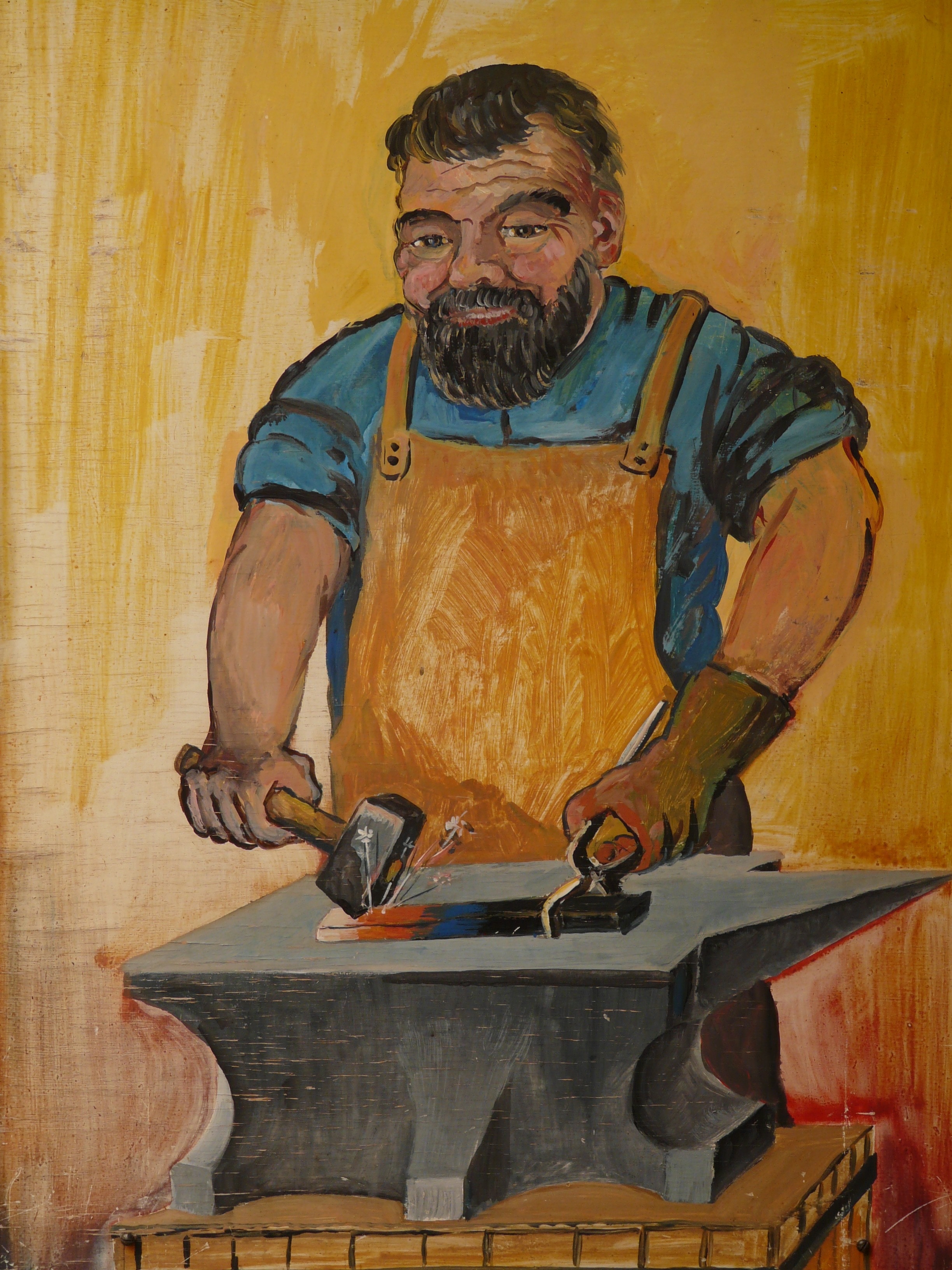 male blacksmith painting