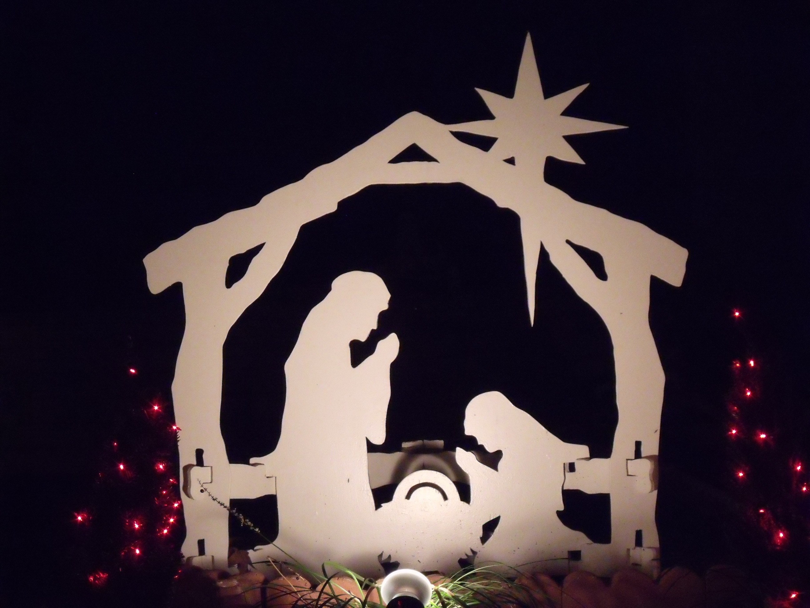white cardboard the nativity