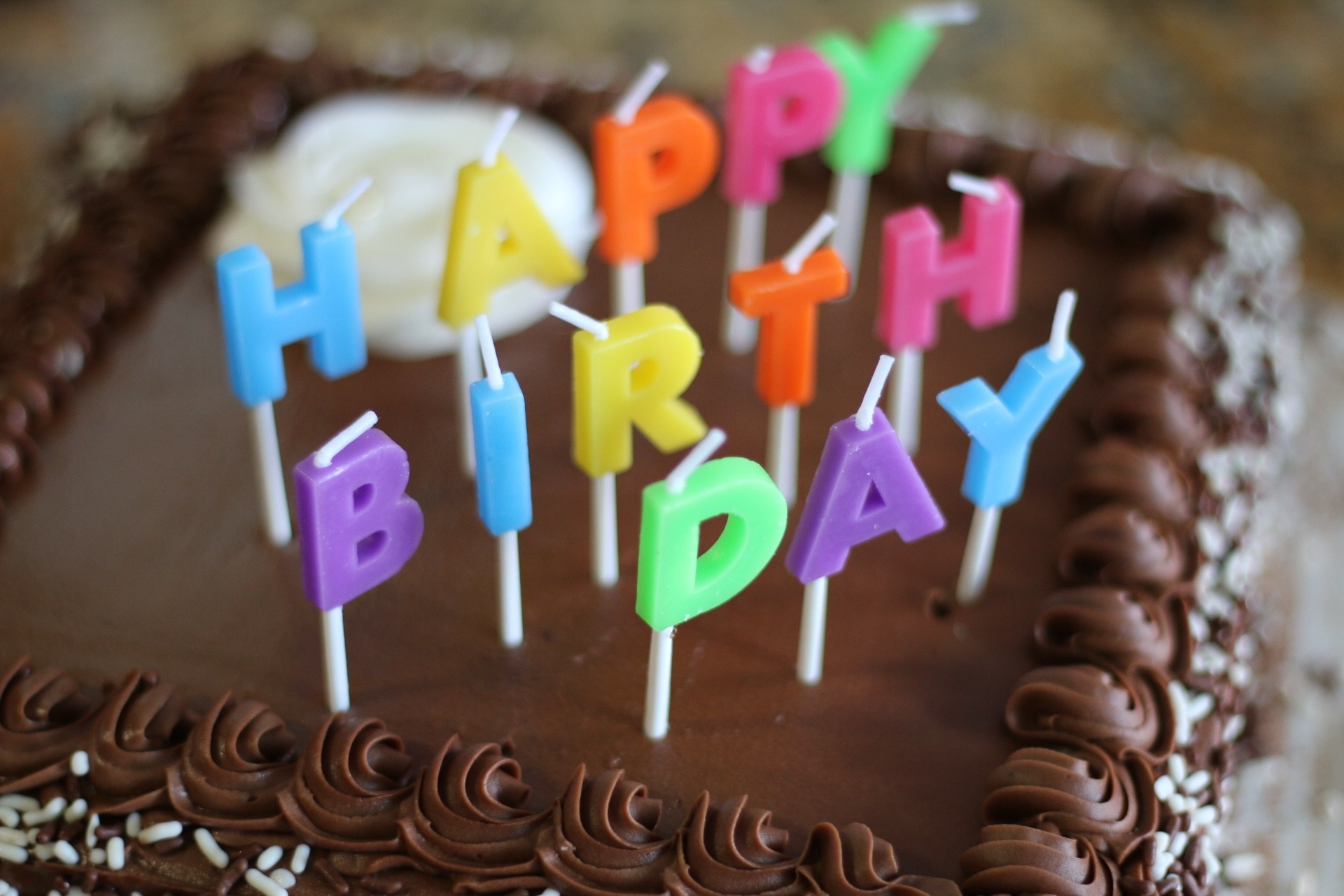 brown birthday chocolate cake