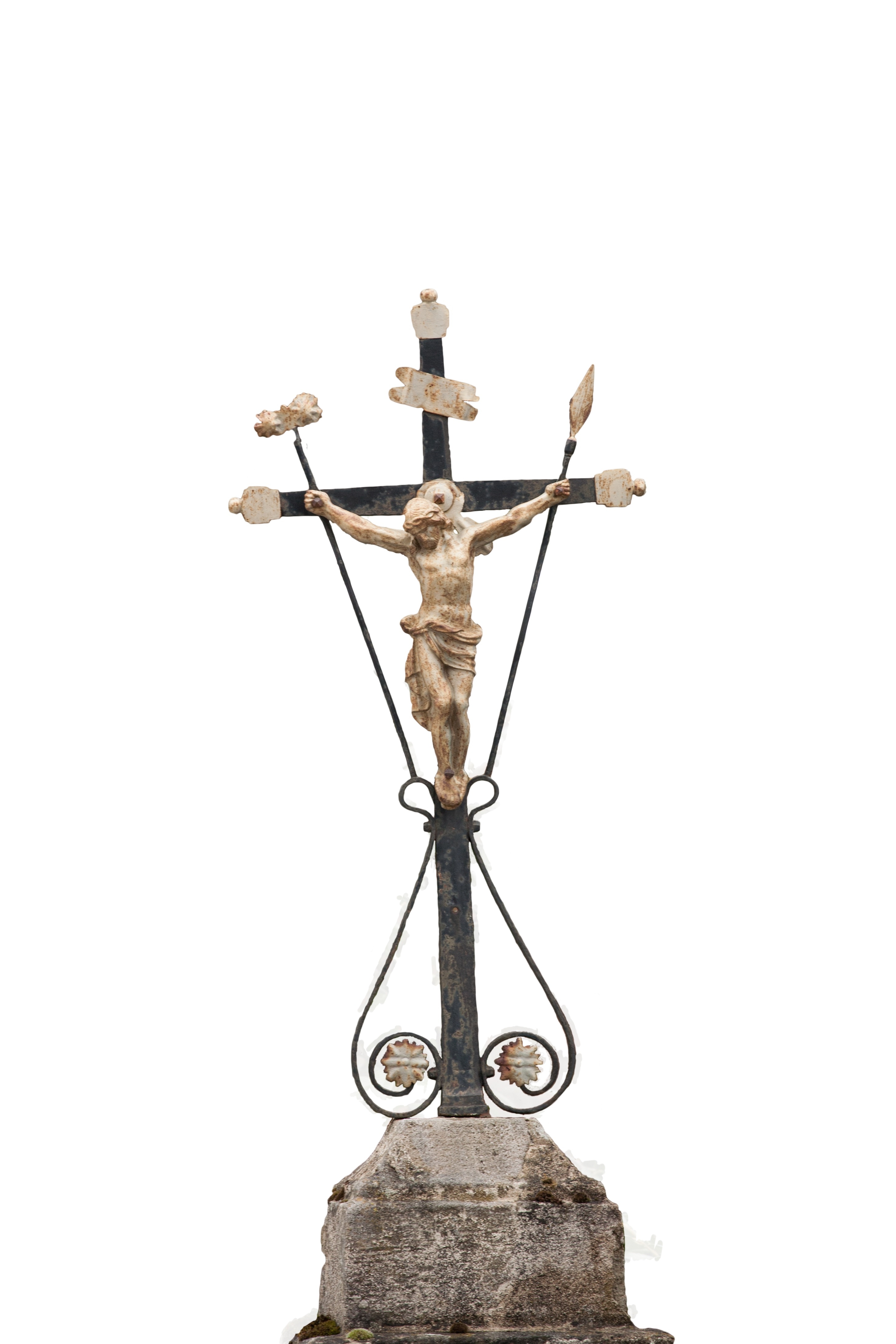brown and black crucifix figurine