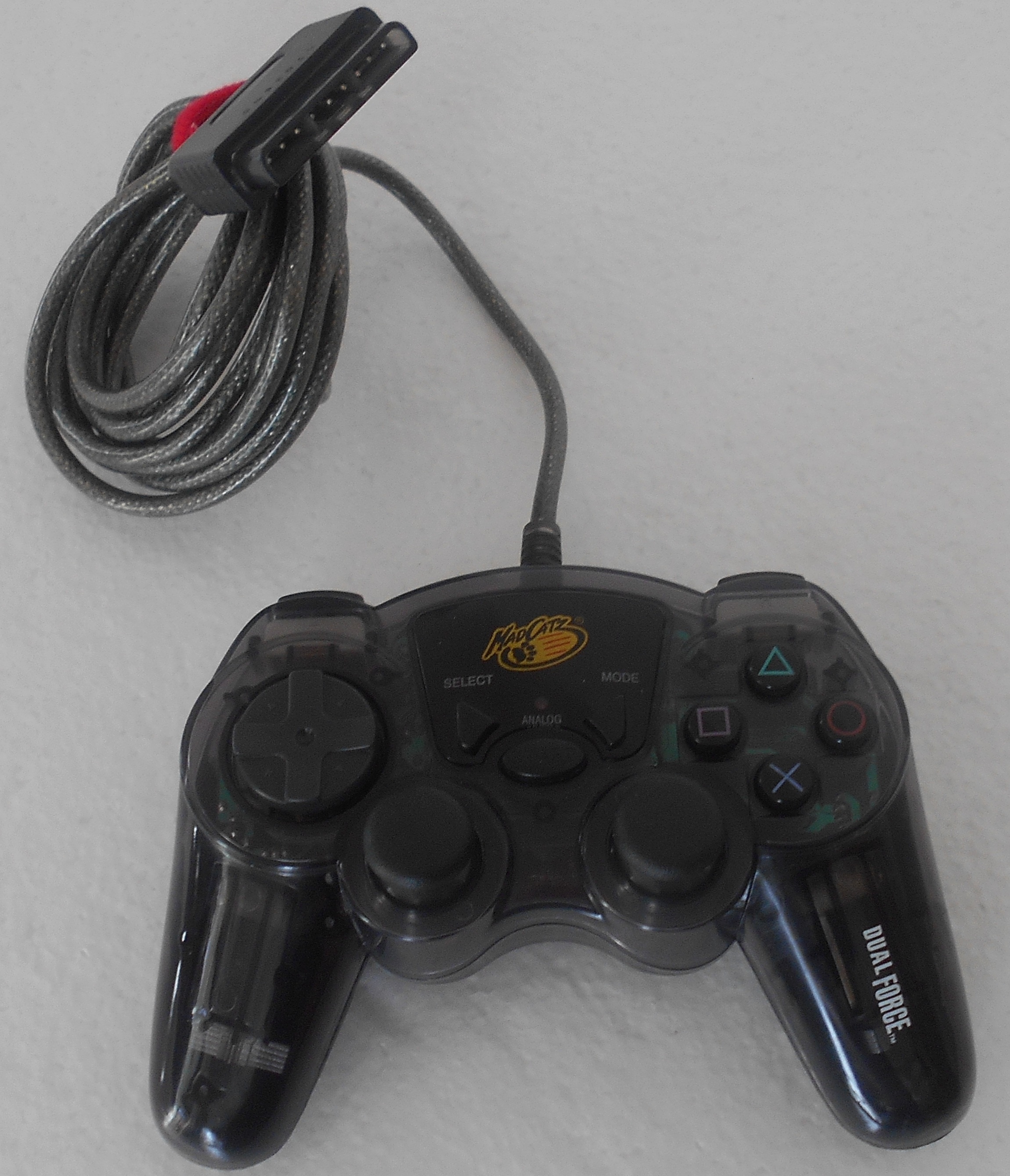 black corded gaming controller