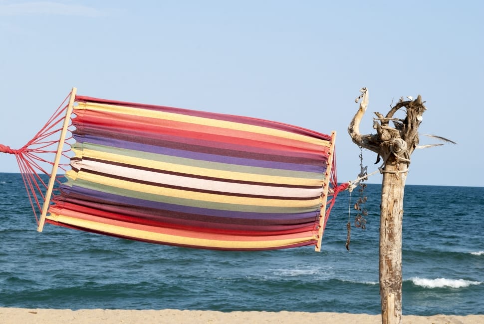 red blue and green fabric hammock preview