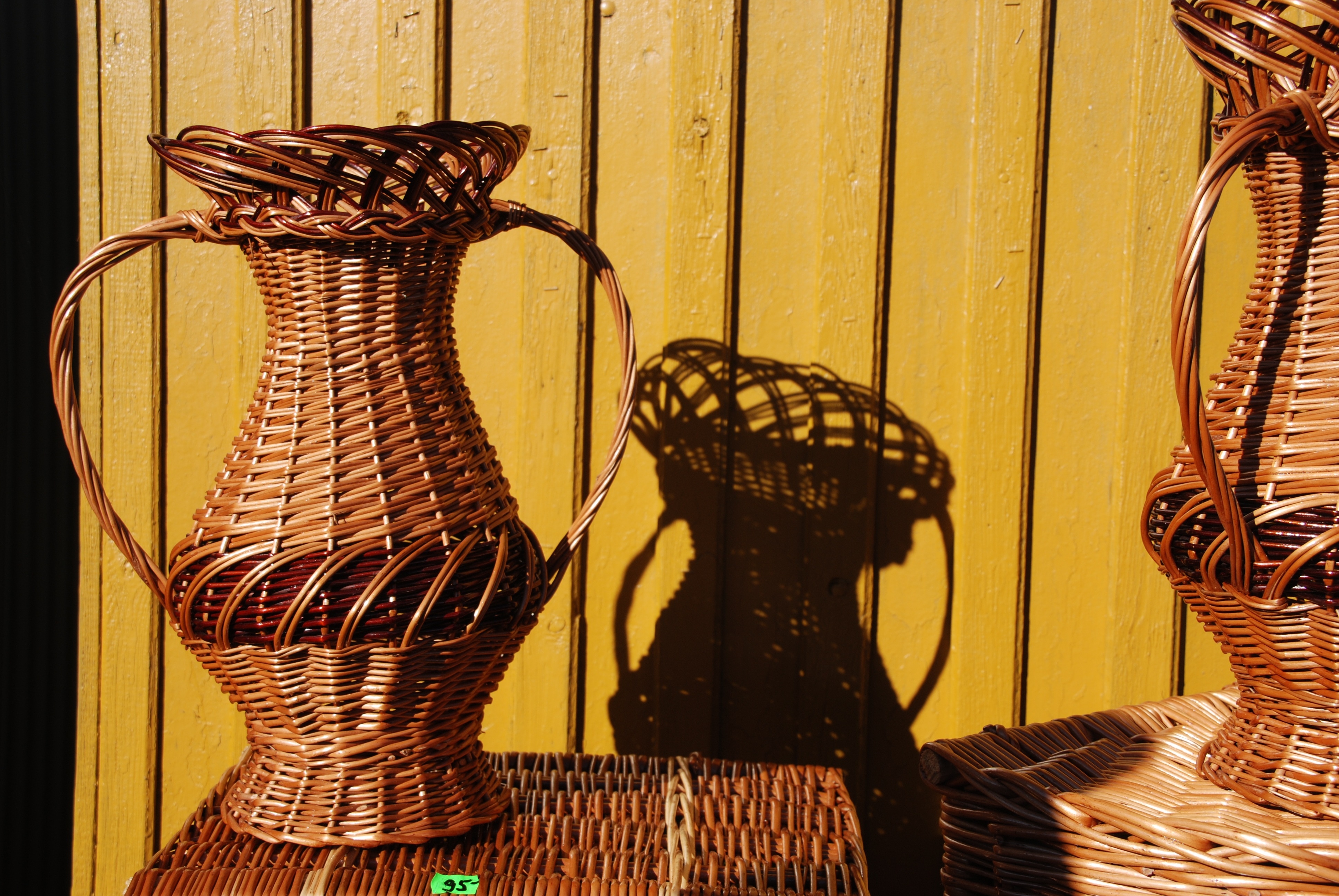 brown wicker vase