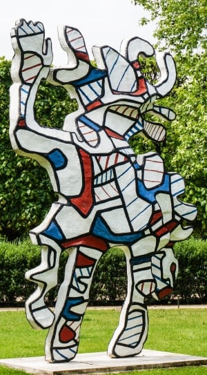 white blue red and black abstract statue thumbnail