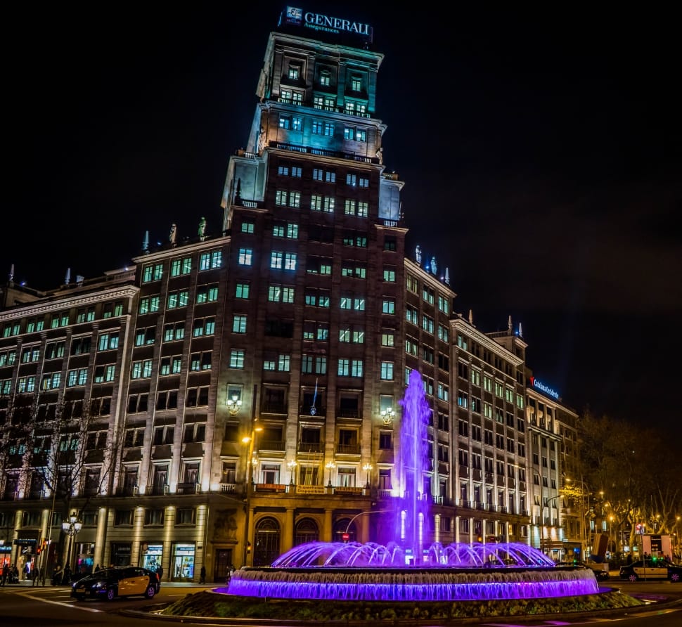 Barcelona, Fountain, Night, Blue, night, illuminated preview