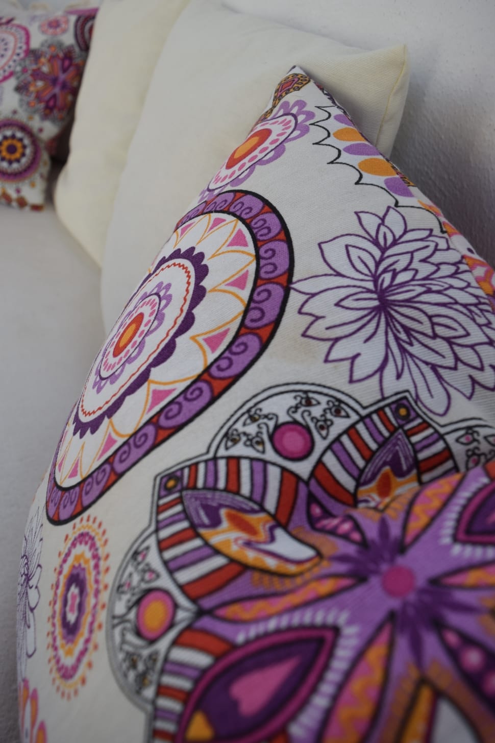purple white and pink floral throw pillow preview