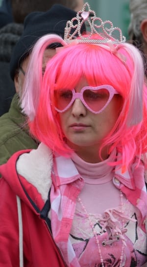 person in pink wig with tiara thumbnail
