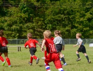 boy's red jersey 10 print and shorts and green cleats thumbnail